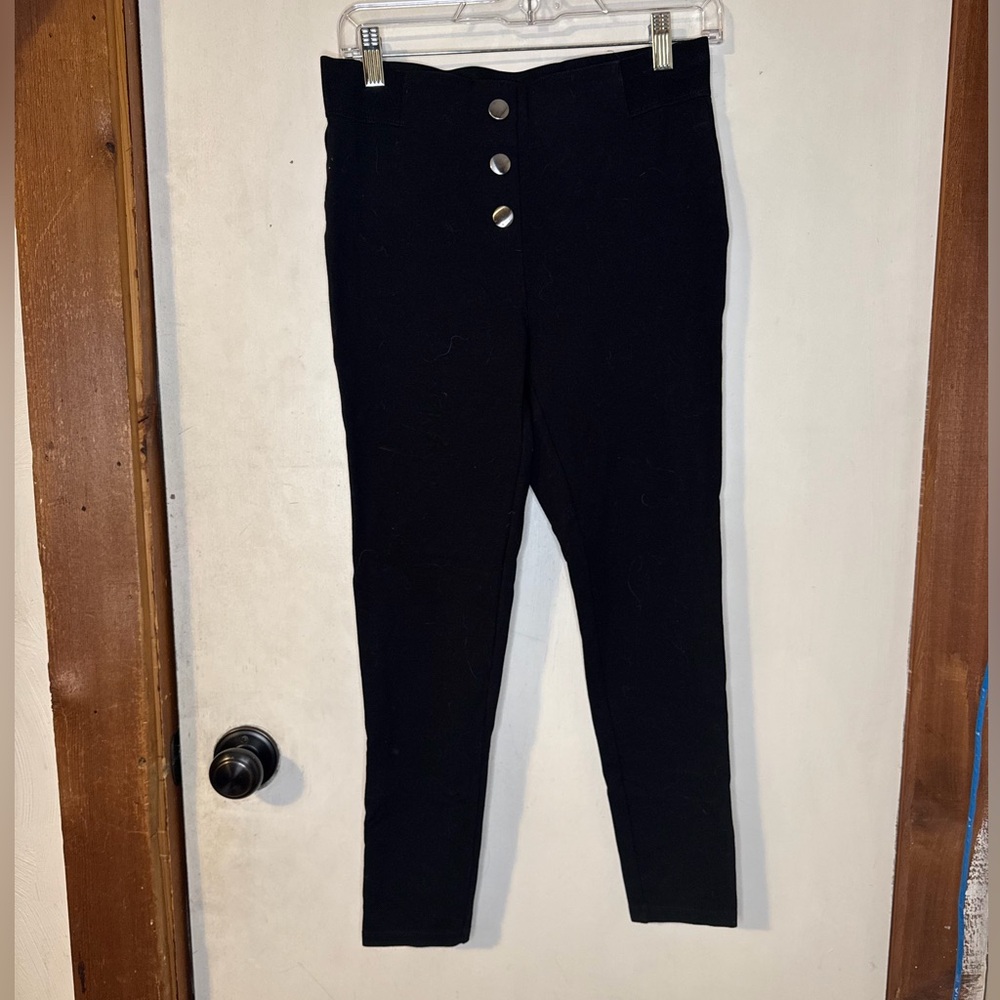 LOFT Womens Black Leggings with Button Detail